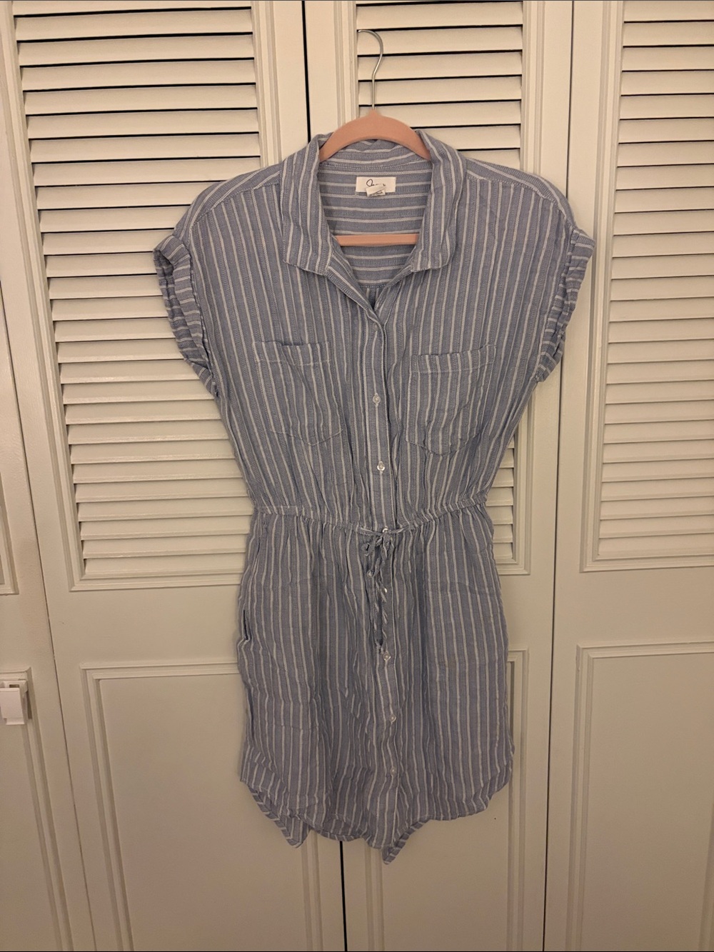 Light Blue and White Striped cotton Dress